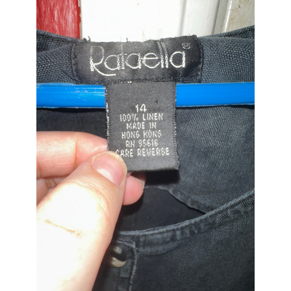 Vintage 90s Rafaella Black Linen Denim Button Front Maxi Dress Plus Size 14 - Picture 9 of 9